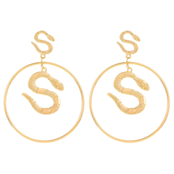 Wholesale Jewelry Punk Style Alloy Snake Earrings With Electroplating