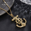 Wholesale Jewelry Punk Style Anchor Stainless Steel Pendant Necklace With Electroplating