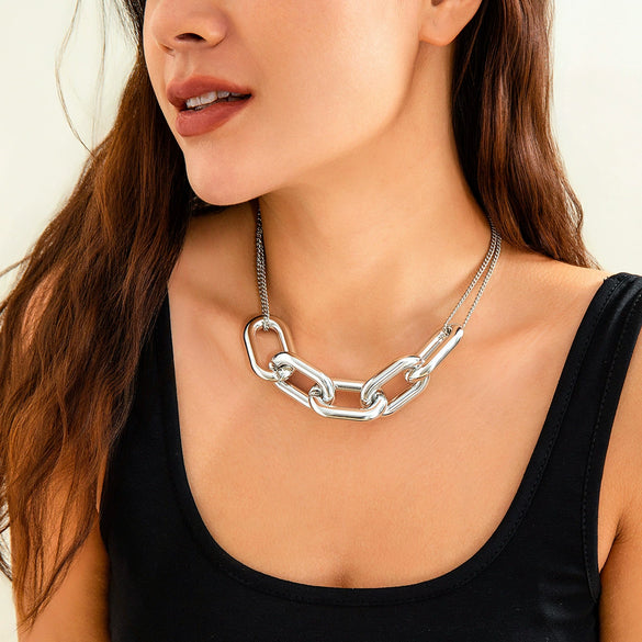 Wholesale Jewelry Punk Style Geometric Iron Chain And Ccb Necklace