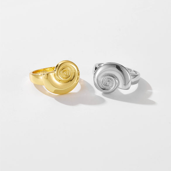 Wholesale Jewelry Punk Style Snail Design Copper Ring With Platinum And 18K Gold Electroplating For Women