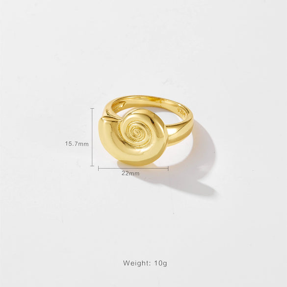Wholesale Jewelry Punk Style Snail Design Copper Ring With Platinum And 18K Gold Electroplating For Women
