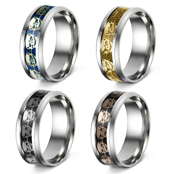Wholesale Jewelry Punk Style Stainless Steel Skull Hand Geometric Dripping Oil Ornaments Ring
