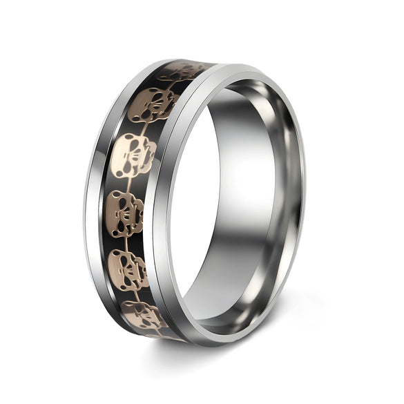 Wholesale Jewelry Punk Style Stainless Steel Skull Hand Geometric Dripping Oil Ornaments Ring