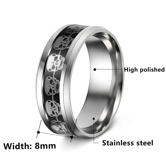 Wholesale Jewelry Punk Style Stainless Steel Skull Hand Geometric Dripping Oil Ornaments Ring