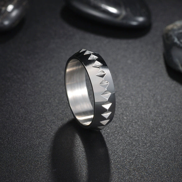 Wholesale Jewelry Punk Style Titanium Steel Selfdefense Ring With Geometric Design And Electroplating For Men And Women