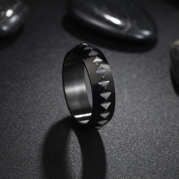 Wholesale Jewelry Punk Style Titanium Steel Selfdefense Ring With Geometric Design And Electroplating For Men And Women