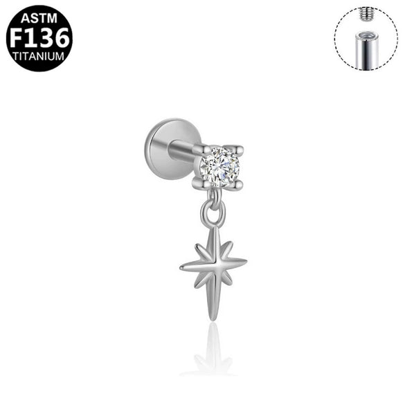 Wholesale Jewelry Pure Titanium Copper Stainless Steel Geometric Electroplated Unisex Star Earrings And Lip Nails Piercing Jewelry