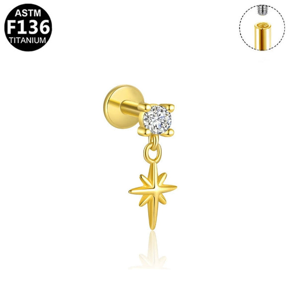 Wholesale Jewelry Pure Titanium Copper Stainless Steel Geometric Electroplated Unisex Star Earrings And Lip Nails Piercing Jewelry