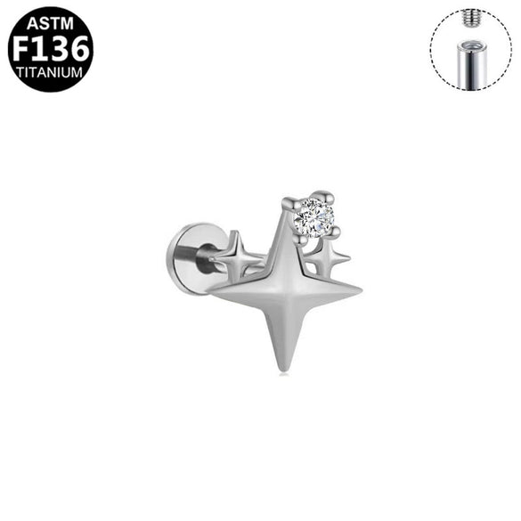 Wholesale Jewelry Pure Titanium Copper Stainless Steel Geometric Electroplated Unisex Star Earrings And Lip Nails Piercing Jewelry