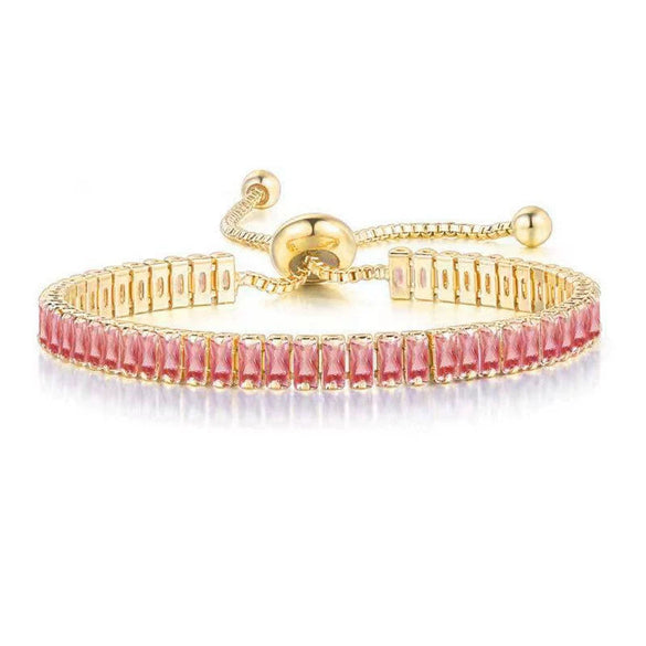 Wholesale Jewelry Rectangular Zircon Copper Bracelet With Wave Pattern And Glass Treatment