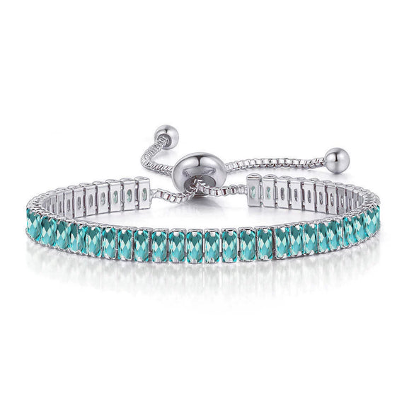 Wholesale Jewelry Rectangular Zircon Copper Bracelet With Wave Pattern And Glass Treatment