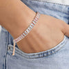 Wholesale Jewelry Rectangular Zircon Copper Bracelet With Wave Pattern And Glass Treatment