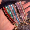 Wholesale Jewelry Rectangular Zircon Copper Bracelet With Wave Pattern And Glass Treatment