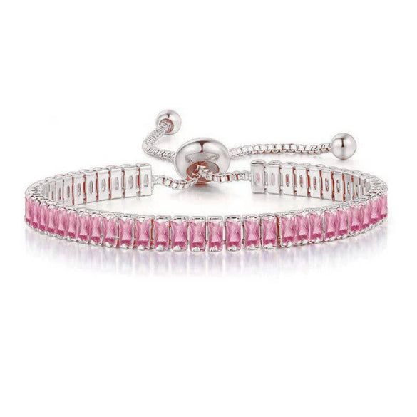 Wholesale Jewelry Rectangular Zircon Copper Bracelet With Wave Pattern And Glass Treatment