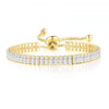Wholesale Jewelry Rectangular Zircon Copper Bracelet With Wave Pattern And Glass Treatment