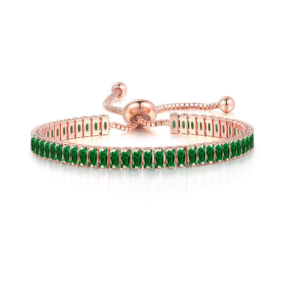 Wholesale Jewelry Rectangular Zircon Copper Bracelet With Wave Pattern And Glass Treatment