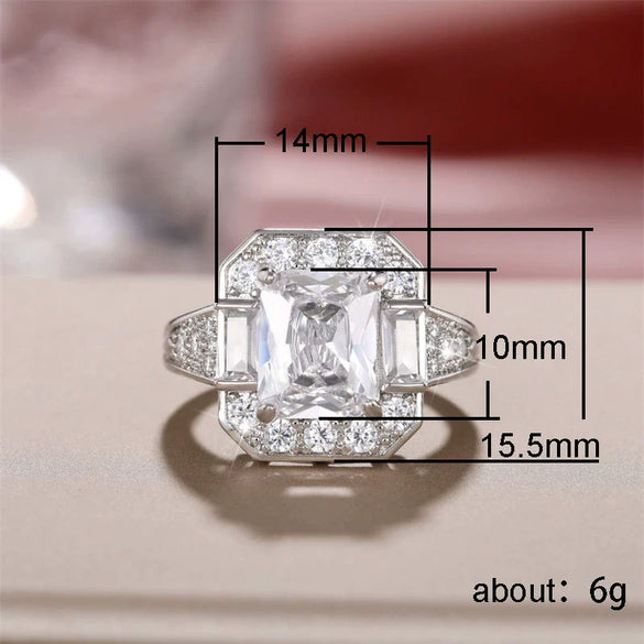 Wholesale Jewelry Rectangular Zircon Copper Ring For Women With Geometric Style