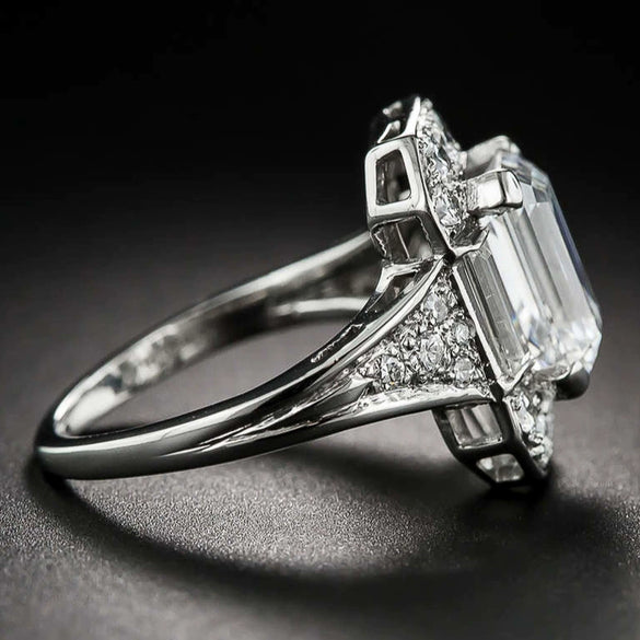 Wholesale Jewelry Rectangular Zircon Copper Ring For Women With Geometric Style