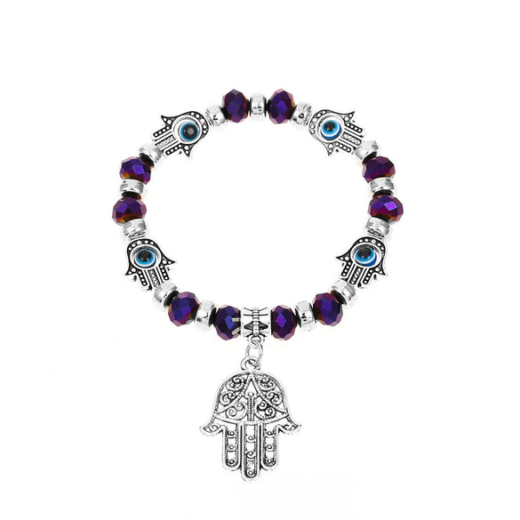 Wholesale Jewelry Resin Geometric Round Bead And Palm Pendant Bracelet Electroplated Unisex