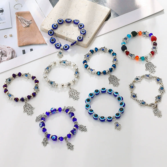 Wholesale Jewelry Resin Geometric Round Bead And Palm Pendant Bracelet Electroplated Unisex