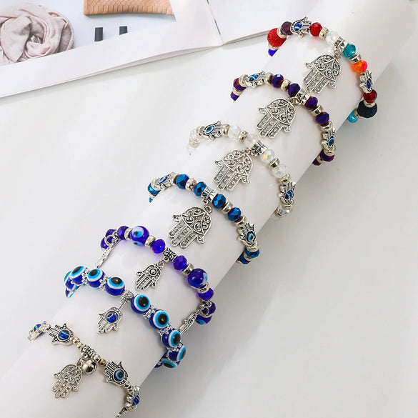 Wholesale Jewelry Resin Geometric Round Bead And Palm Pendant Bracelet Electroplated Unisex