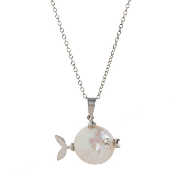 Wholesale Jewelry Retro Animal Style Copper Clown Fish Pendant Necklace With Electroplating
