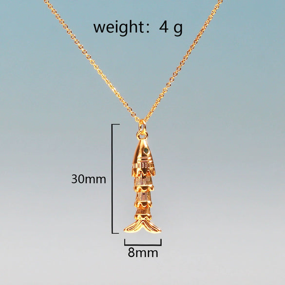 Wholesale Jewelry Retro Animal Style Fish Koi Brass Stainless Steel Electroplating Pendant Necklace Unisex