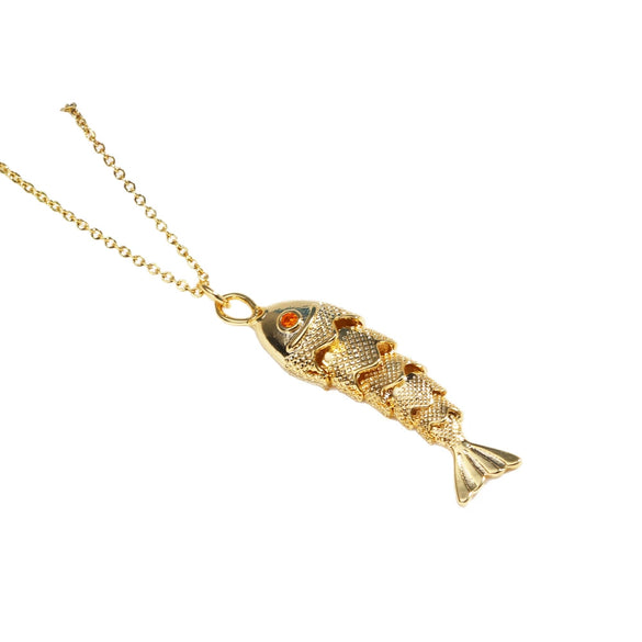 Wholesale Jewelry Retro Animal Style Fish Koi Brass Stainless Steel Electroplating Pendant Necklace Unisex