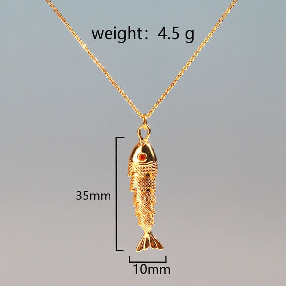 Wholesale Jewelry Retro Animal Style Fish Koi Brass Stainless Steel Electroplating Pendant Necklace Unisex