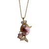 Wholesale Jewelry Retro Animal Zodiac Style Copper Titanium Steel Electroplating Natural Pearl Fish Pendant Clavicle Chain