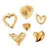Wholesale Jewelry Retro Art Embossed Hollow Love Stainless Steel Peach Heart Pendant 18K Gold Plated