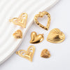 Wholesale Jewelry Retro Art Embossed Hollow Love Stainless Steel Peach Heart Pendant 18K Gold Plated