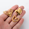 Wholesale Jewelry Retro Art Embossed Hollow Love Stainless Steel Peach Heart Pendant 18K Gold Plated