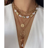 Wholesale Jewelry Retro Baroque Style Imitation Pearl Stacked Metal Geometric Pendant Necklace For Women
