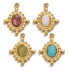 Wholesale Jewelry Retro Bohemian Style Oval Stainless Steel Inlay Earrings Necklace Pendant