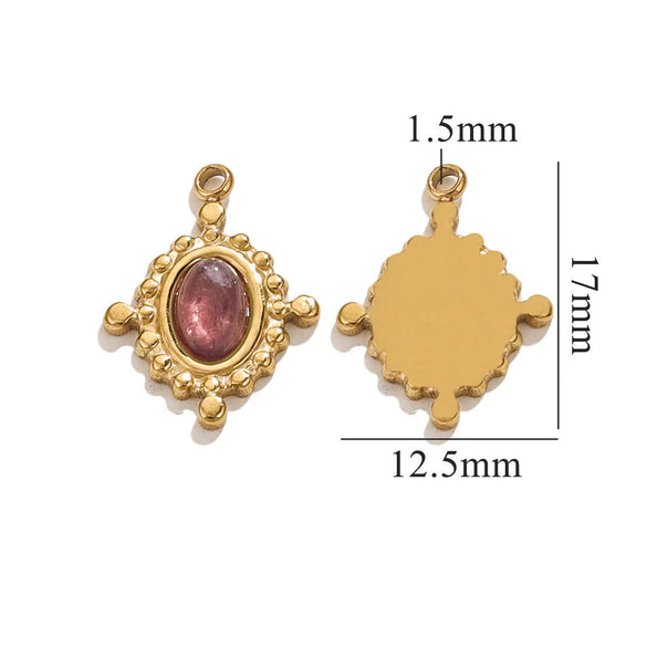 Wholesale Jewelry Retro Bohemian Style Oval Stainless Steel Inlay Earrings Necklace Pendant