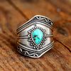 Wholesale Jewelry Retro Bohemian Style Turquoise Alloy Irregular Dropshaped Geometric Ring