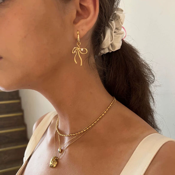 Wholesale Jewelry Retro Bow Copper Gold Plated Earrings