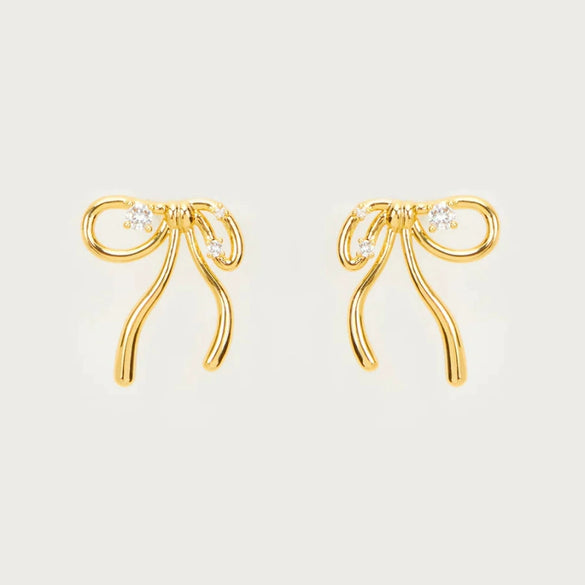 Wholesale Jewelry Retro Bow Copper Gold Plated Earrings