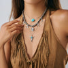 Wholesale Jewelry Retro Casual Style Geometric Turquoise Iron Alloy Chain Multilayer Bohemian Necklace With Electroplating