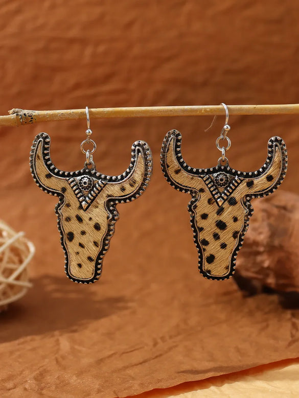 Wholesale Jewelry Retro Cattle Pu Leather Patchwork Drop Earrings