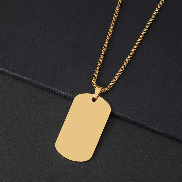 Wholesale Jewelry Retro Classic Style Geometric Customization Laser Engraving 201 Stainless Steel Plating Pendant Necklace Chain-Free