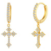 Wholesale Jewelry Retro Copper 14K Gold Plated Cross Earrings For Women