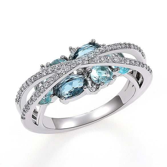 Wholesale Jewelry Retro Creative Doublelayer Geometric Copper Ring Xshaped With Zircon For Women