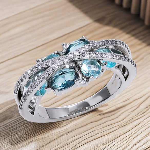 Wholesale Jewelry Retro Creative Doublelayer Geometric Copper Ring Xshaped With Zircon For Women