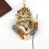 Wholesale Jewelry Retro Creative Style Heart Shape Copper Rice Beads Goldplated Pendant Necklace