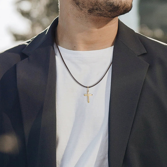 Wholesale Jewelry Retro Cross Silver 225 Electroplated Geometric Chain Men's Hip Hop Style