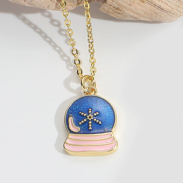 Wholesale Jewelry Retro Cute Geometric Copper Mixed Gemstone Setting Electroplated Pendant Clavicle Chain Necklace For Women