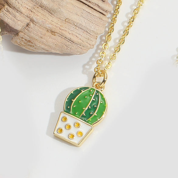 Wholesale Jewelry Retro Cute Geometric Copper Mixed Gemstone Setting Electroplated Pendant Clavicle Chain Necklace For Women