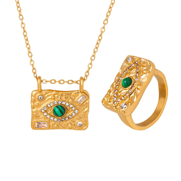 Wholesale Jewelry Retro Devil's Eye 316L Stainless Steel Gold Plated Ochain Pendant Necklace